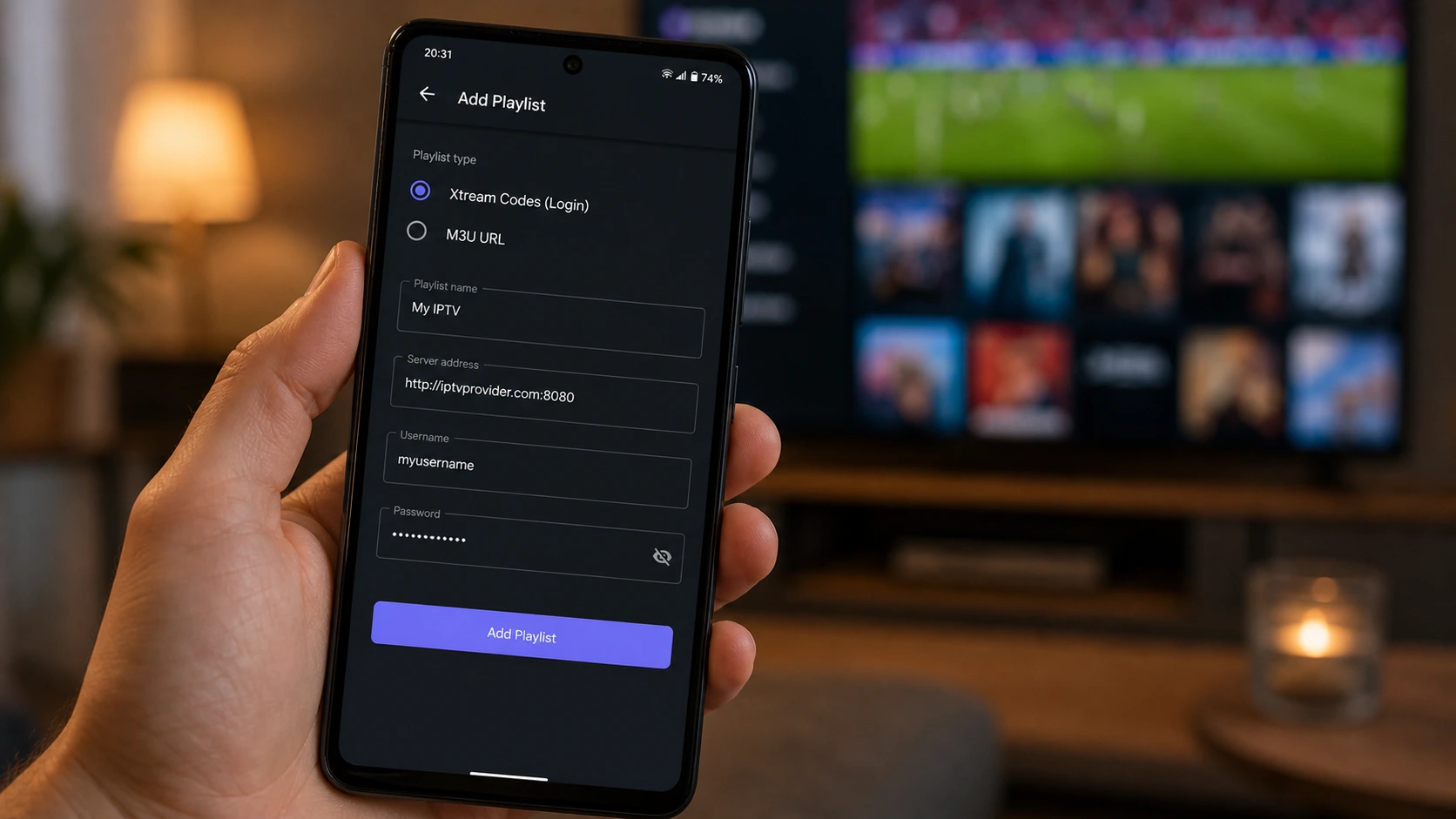 IP Smart IPTV installeren op Android smartphone - Xtream Codes configuratiescherm